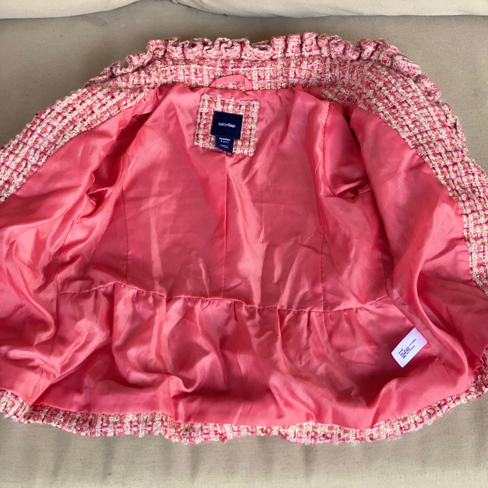 Baby GAP Kids Pink Tweed Ruffle Blazer w/Hat 4/4T - Picture 3 of 11